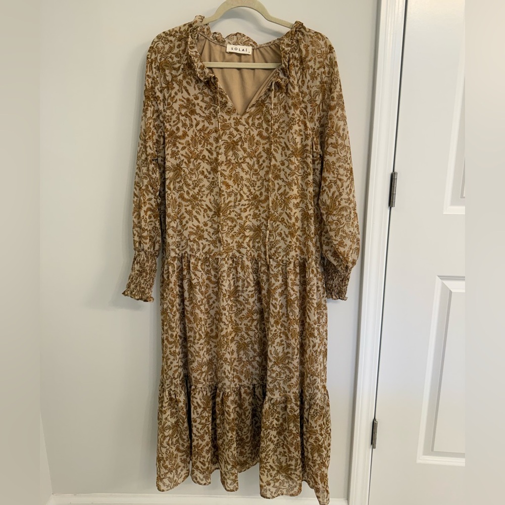 Autumn floral midi dress